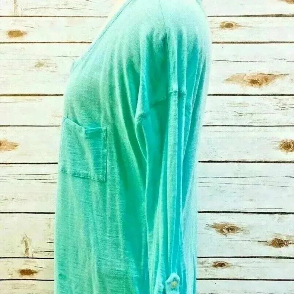 EXPRESS Women Long Sleeve Pullover V-Neck Green Casual Shirt Size Small Petite - Picture 10 of 12